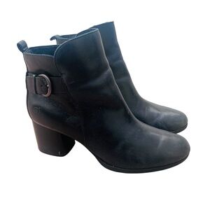 Born Women’s Gillian Black Leather Heeled Ankle Boots Size 9 1/2 M